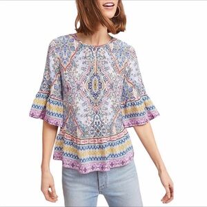 Anthropologie la rue silk bohemian blouse by Kachel